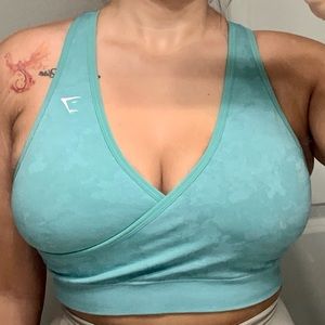 Gymshark Light Green Camo Seamless Sports Bra XL